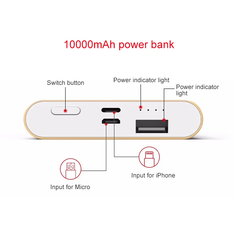 Yoobao внешний аккумулятор 10000 мАч для iPhone 7 8 X маленький портативное зарядное
