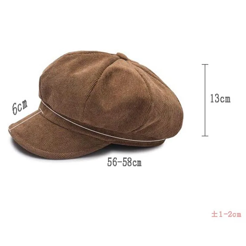 Унисекс восьмиугольная шапка для женщин Зимняя Вельветовая ткань Gorras Planas Мужская Newsboy кепки Женские однотонные шапки для мужчин береты