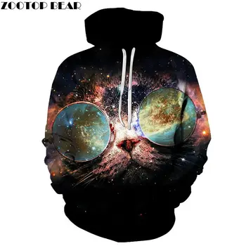 

Cat&Glasses 3D Print Hoodies Men Women Sweatshirt Hooded Tracksuits Fashion Pullover 6XL Hoody Streetwear Spring Coat Drop Ship