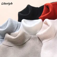 Litvriyh turtleneck lady knitted sweater women pullover long sleeve slim pullover women sweater thick warm female knitted jumper