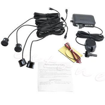 

Parking 4 Sensors Car Reverse Backup Rear Buzzer Radar System Kit Sound Alarm