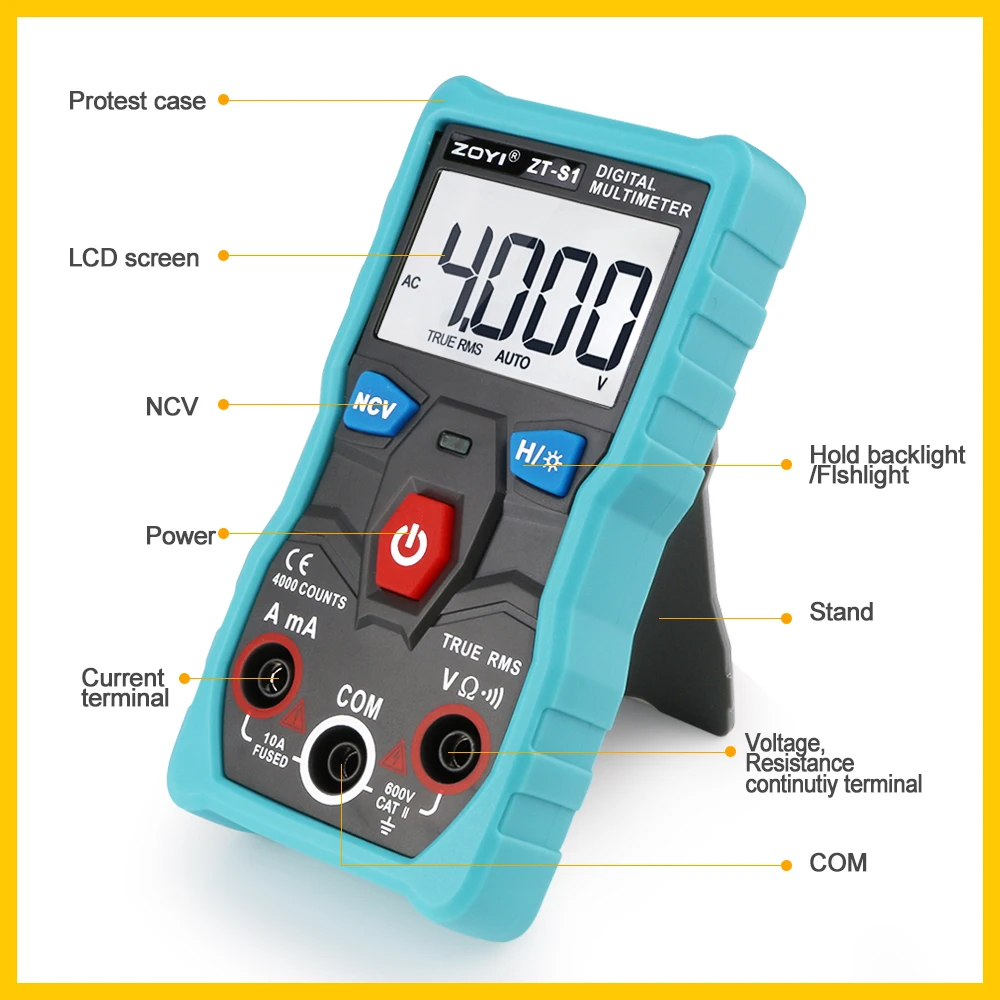 Мини карманный цифровой мультиметр True RMS 4000 отсчетов бытовой Тип Автоматический