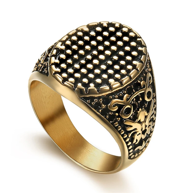 Овальное мужское кольцо для ногтей, печатка золотого цвета, титановая нержавеющая сталь, мужские кольца в стиле панк, хип-хоп, Винтажные Ювелирные изделия, свадебные вечерние кольца DAR023