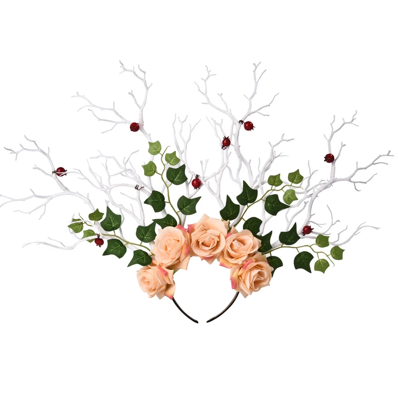 

Lolita Tree Branches Leaves Berry Horns Headband Props Antler Headdress Cosplay Headpieces Xmas Gothic Headbands Kwaii Accessory