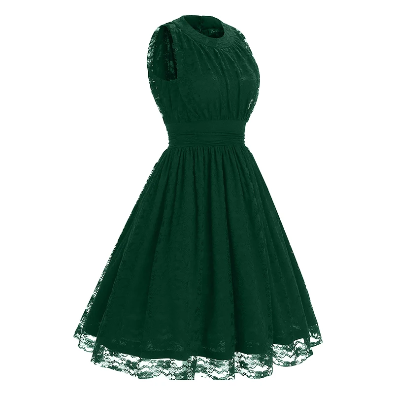 Kostlich Lace Retro Women Summer Dress 2017 O-Neck Sleeveless Big Swing 60s Vintage Dress Elegant Evening Party Dresses Sundress (9)
