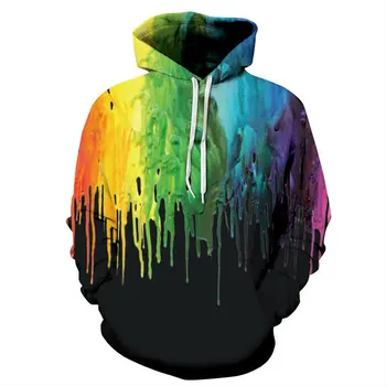 

2018 New Fashion Hooded Hoodies Men/Women Autumn Winter Style personality vest Splash Paint 3d Sweatshirts Unisex Pullovers