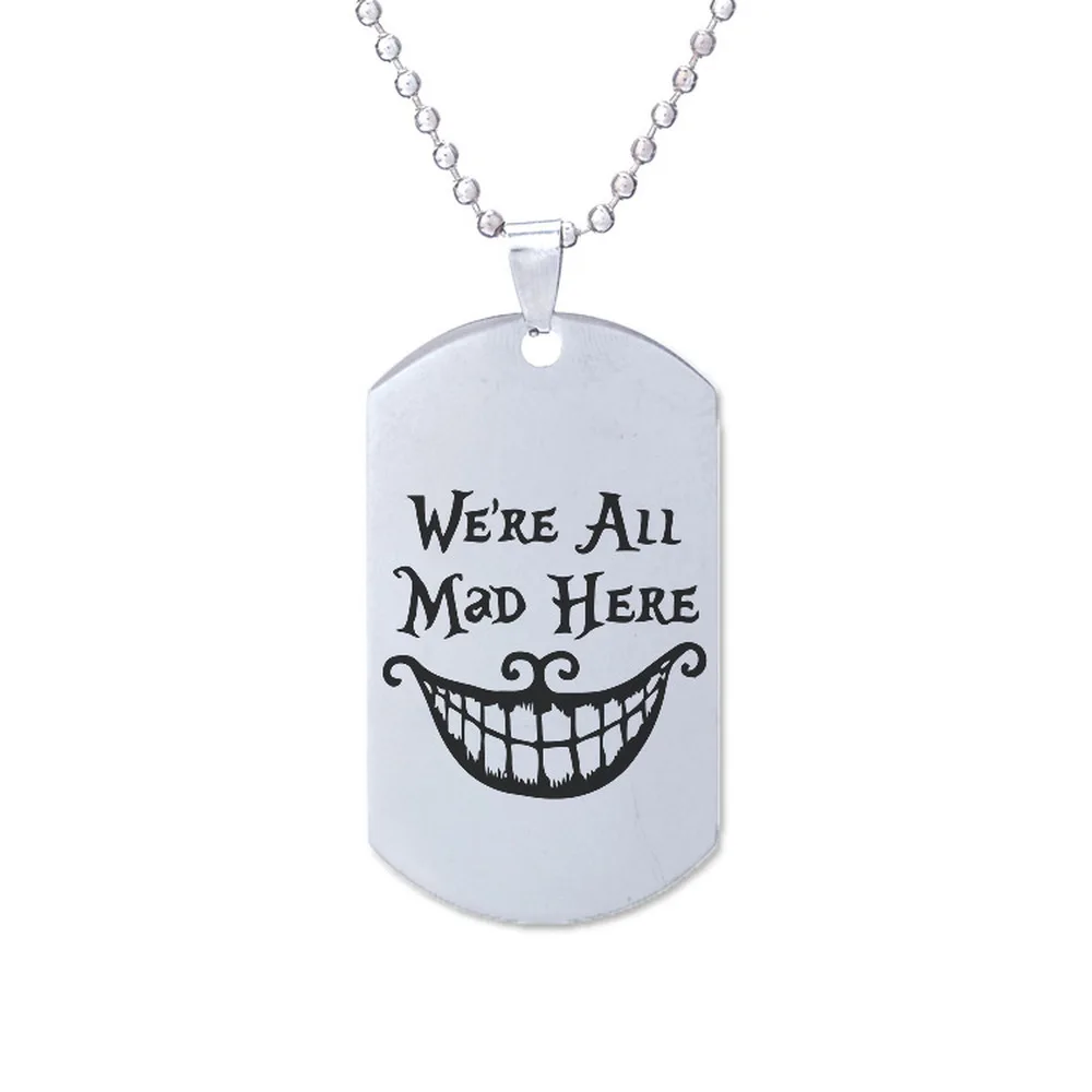 

Yamily We're All Mad Here Charm pendant necklace Alice In Wonderland Cheshire Cat Grin necklace Halloween jewelry