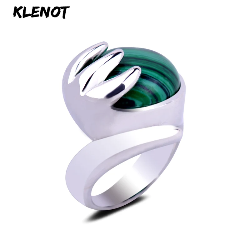 

Natural Blue Malachite Antique Thai Silver Ring Round Gemstone Setting Buddha Hand Bless Elegant Gift for Women Finger Rings