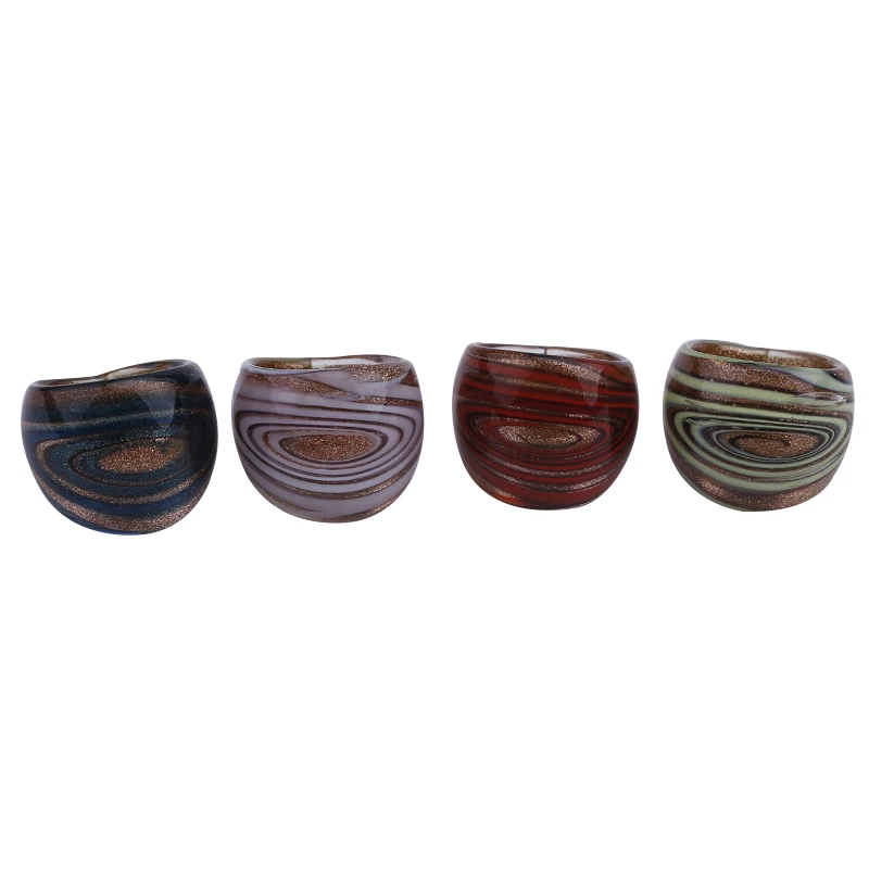 

12pcs Lampwork Murano Gold Foil 6 Color Band Ring 17-19mm HOT-JZB00201