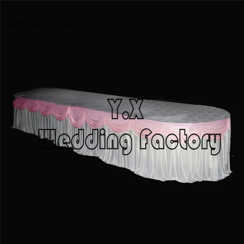 white and pink Ледяной шелк стол юбка используется свадебный торт стол юбка ing - Цвет: white and pink