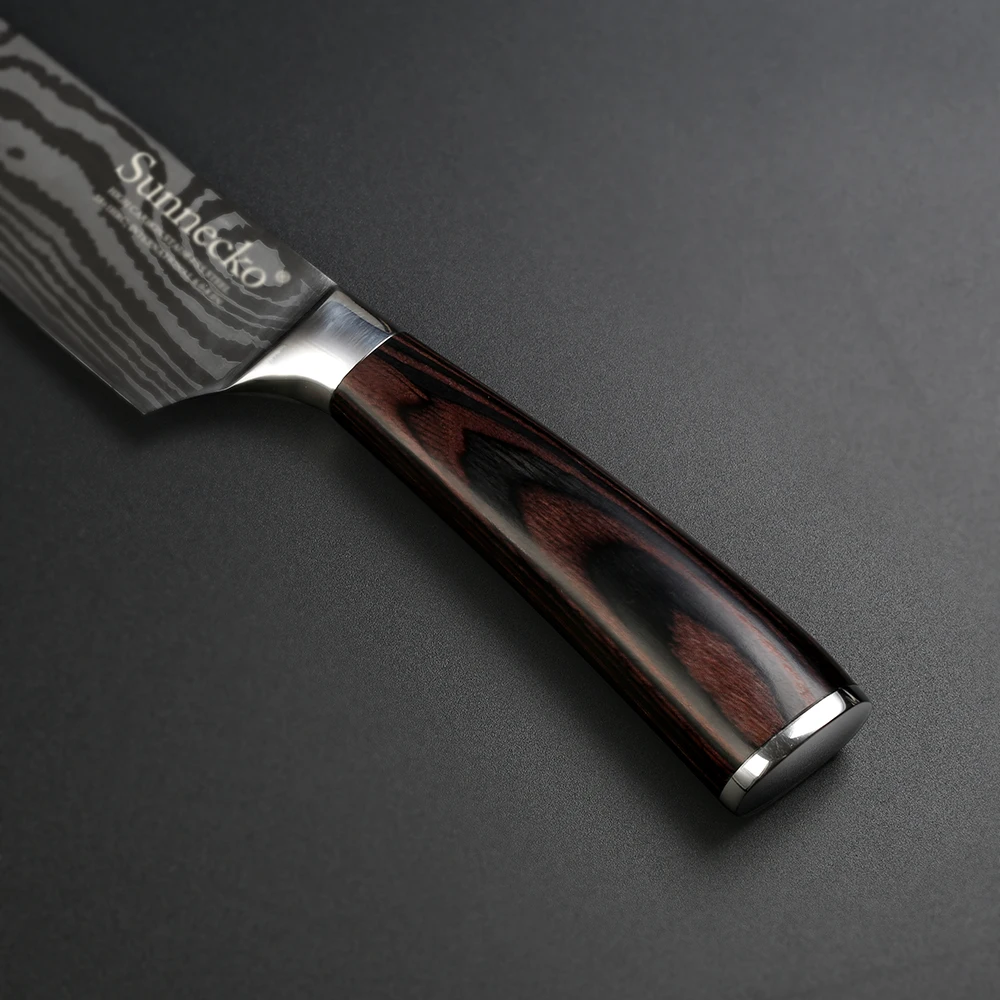 SUNNECKO 8 ''дюймовый нож шеф-повара японский из нержавеющей стали Шлифовальный лазерный узор профессиональные ножи повара острое лезвие инструмент для приготовления пищи