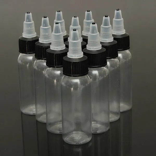 

10PCS 30ml 1OZ White Twist Cap Empty Plastic Tattoo Ink Pigment Clear PET Bottle Supply EIB30-10