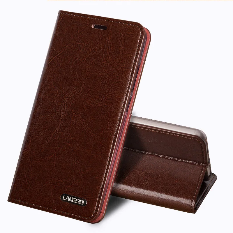 

Wangcangli Genuine Leather Flip Case For iPhone 8 X Oil wax Leather 3 Card slots Phone Cover For iPhone 6 6S 7 Plus cases