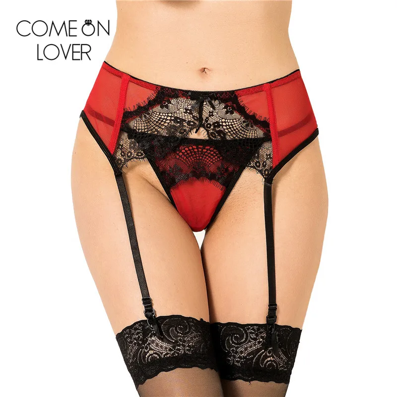 

PL5123 Comeonlover transparent lace garter panty wholesale red/black high quality plus size ladies panties hot sale garter belt