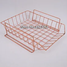 1 шт. розовый Золотой Гальванизированный лоток для файлов Настольный органайзер офисный домашний держатель журнальные стойки Stackable стойка для хранения корзины