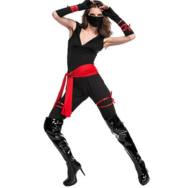 black martial ninja halloween costumes for women two piece set clothing punk cosplay suit sporting tracksuit