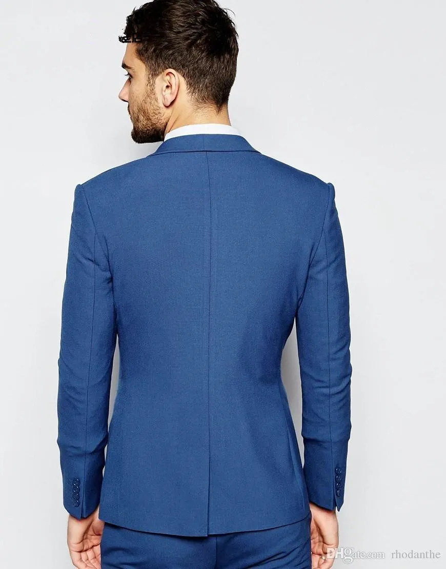2018 Мода Королевский синий смокинги для Для мужчин элегантный Для мужчин костюмы повседневной Повседневная обувь пиджак выпускного вечера