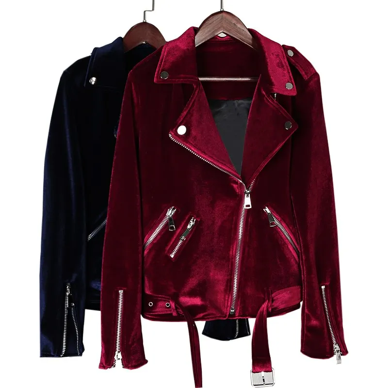 Baseball Jersey Women Spring and Autumn Jacket Short Gold Velvet