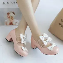 Fashion Female Young Mori Girl Lolita Pumps Women Shoes Harajuku Princess Cos Student Lolita Royal Sweet Bow Uniform Shoes