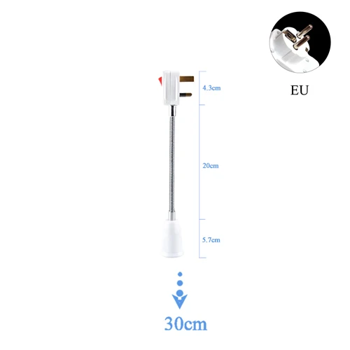 E27 светодиодный расширения держатель лампы удлинитель адаптер ЕС США Plug светодиодный разъем ампулы E27 светодиодный светильник база 6/9/15/20/30/35/60 см - Цвет: 30cm EU Plug