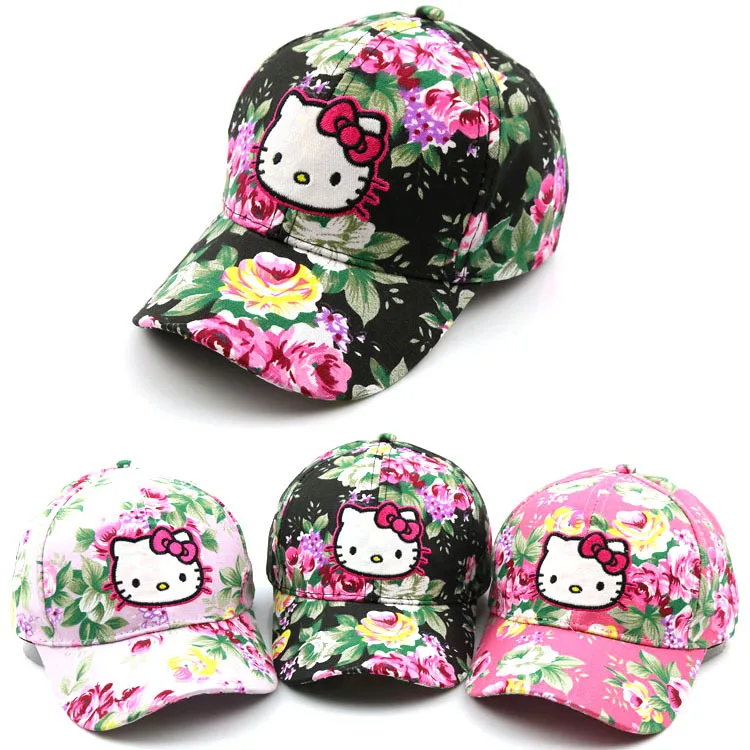 

Spring and autumn baby girl princess hats Children's hello kitty KT cap color floral cartoon baby casual baseball caps Snapback