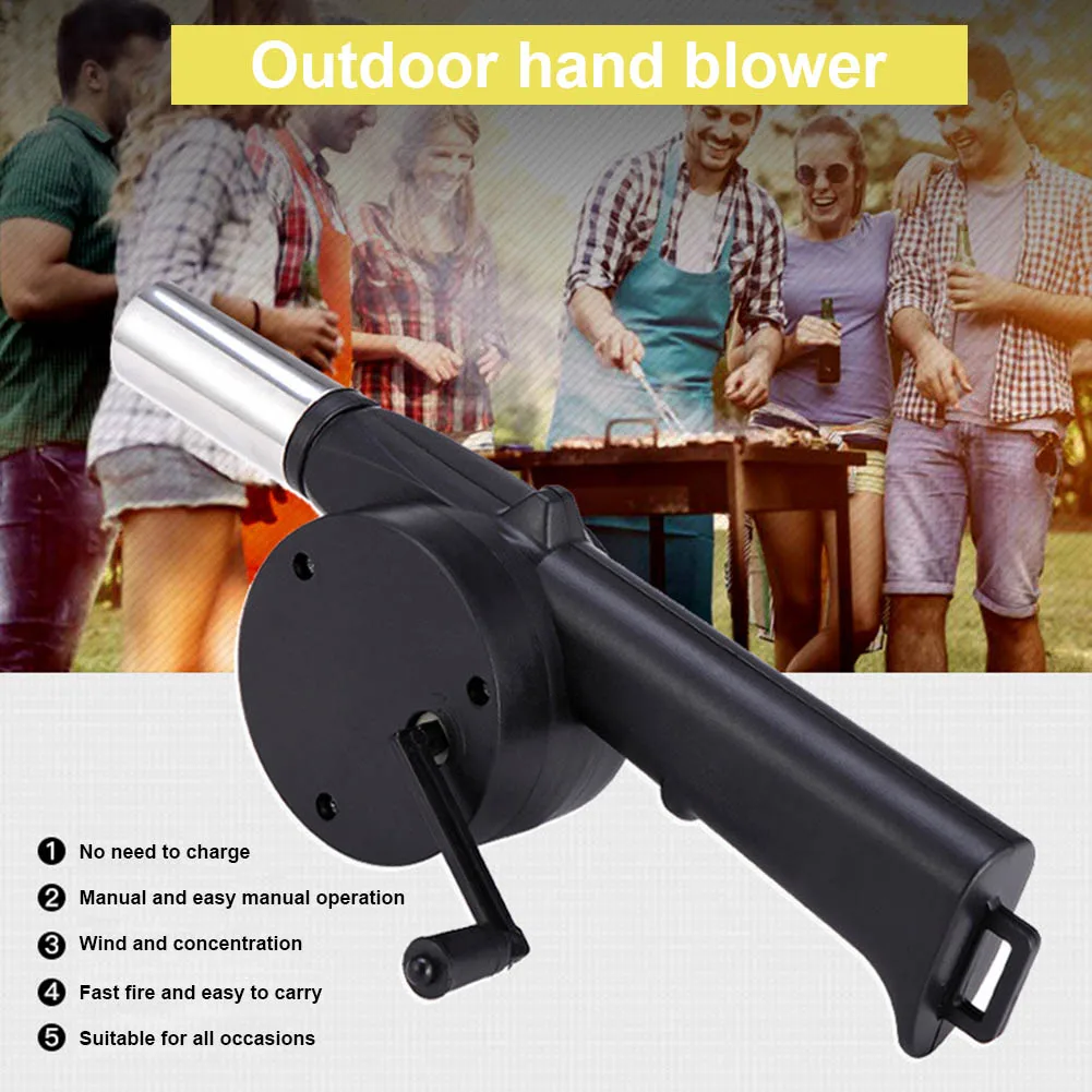 

Newly Hand Crank Powered Fan Air Blower For Picnic Barbecue Outdoor BBQ Fire Camping Equipment