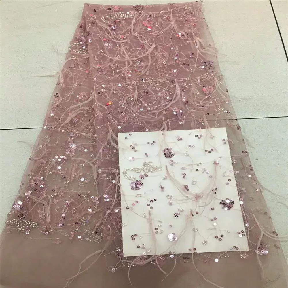 

High Quality 2018 Latest African Lace Fabric Sequins Mesh French Net Lace Fabric Guipure Velvet Nigerian Lace Fabrics F405-2