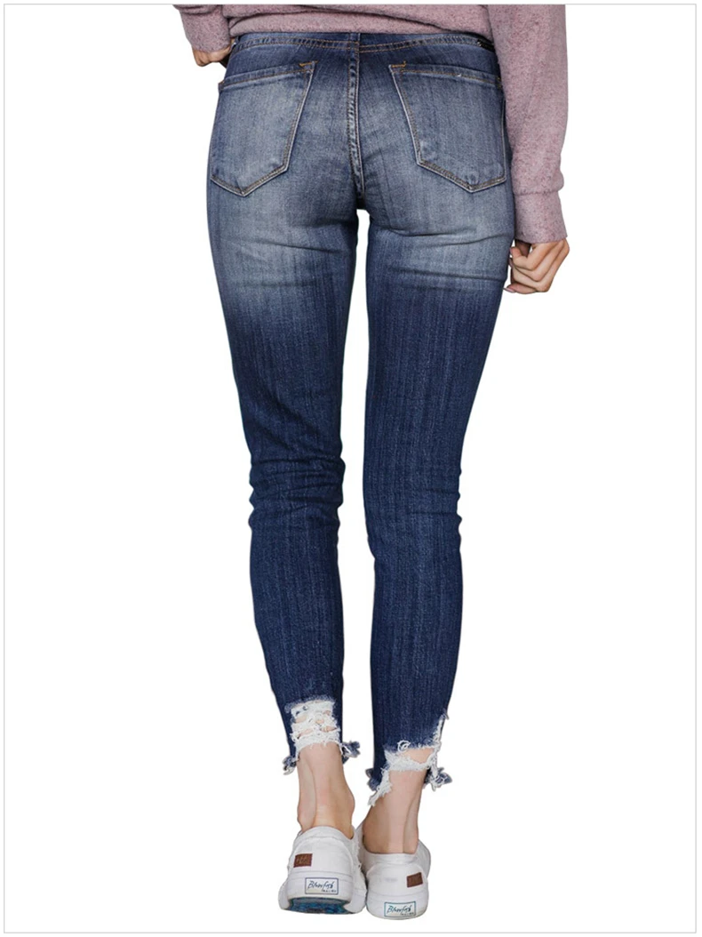 YOZIHAYL Высокая талия Проблемные джинсовые брюки с дырами новые женские джинсовые штаны стрейч женские рваные узкие карманы джинсы для женщин