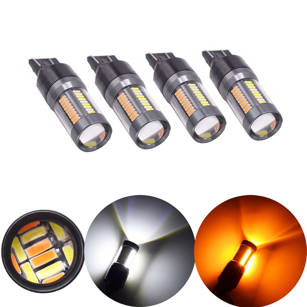 YSY 4 шт. T20 7443 4014 66 SMD двухцветные W21 поворотные сигнальные огни парковочные