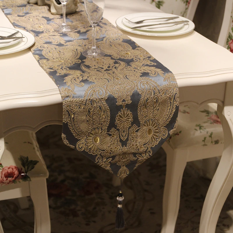 3 Colors European Concise Table Runners For Wedding Luxurious Embroidered Cotton Linen Table Runner Cabinet Cover Home Decor    