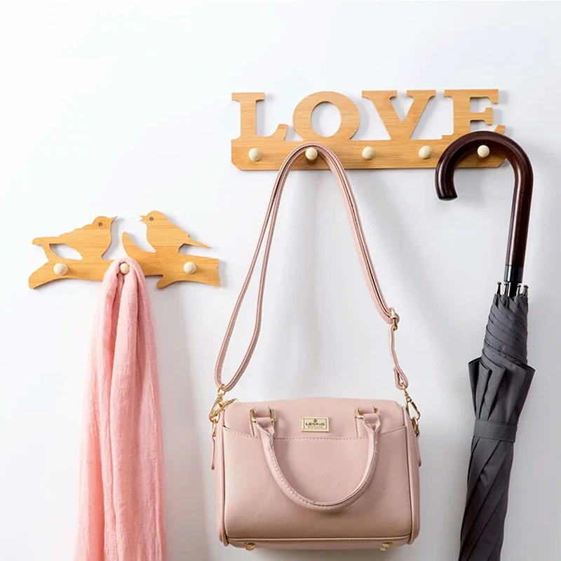 cheap New Self Adhesive wood Hook shelf Wall Door Clothes Coat Hat Hanger organizer Kitchen Bathroom Towel holder Hooks storage rack