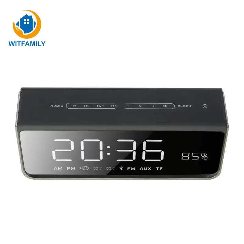 Светодиодный цифровой будильник с fm-радио, беспроводной bluetooth-динамик, сенсорный прикроватный светильник, настольные электронные часы