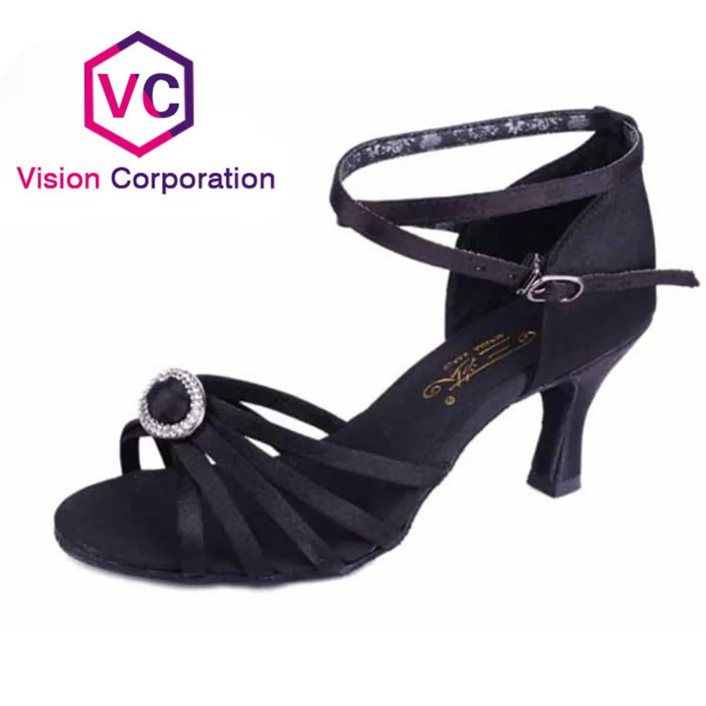 Great Discounts Coupons New Black with Circular Decorations Latin Dance Shoes for Women Girls 2 Colors