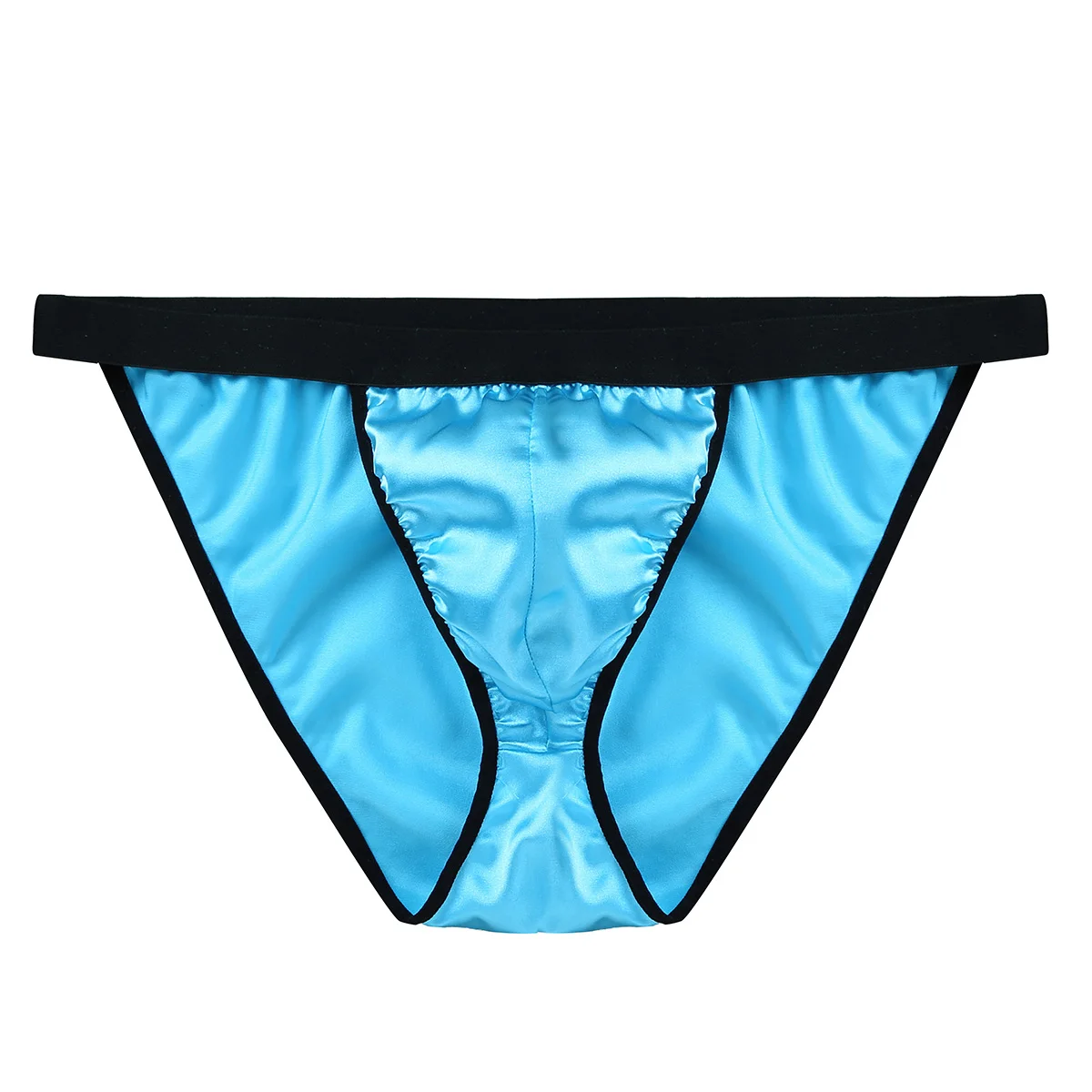 Light Blue Хит, сексуальное мужское нижнее белье, блестящая атласная ткань, выпуклый мешочек, низкая посадка, высокая посадка, бикини, трусы, трусы, сексуальные мужские трусы для геев - Цвет: Light Blue