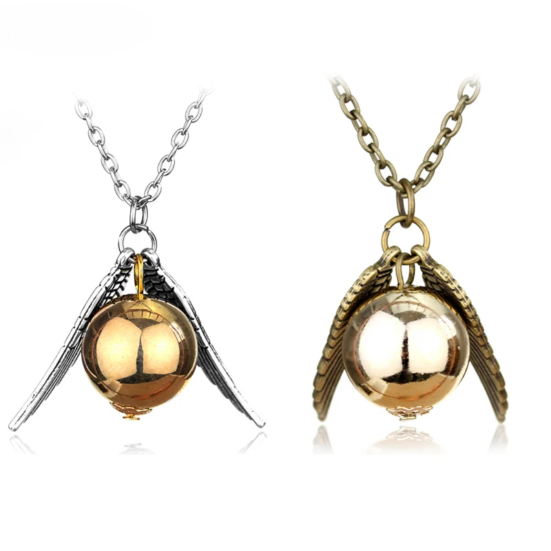 

dongsheng 2017 New Fashion HP Deathly Hallows Angel wings Necklaces Quidditch Gold Snitch Necklaces For Women Men-30