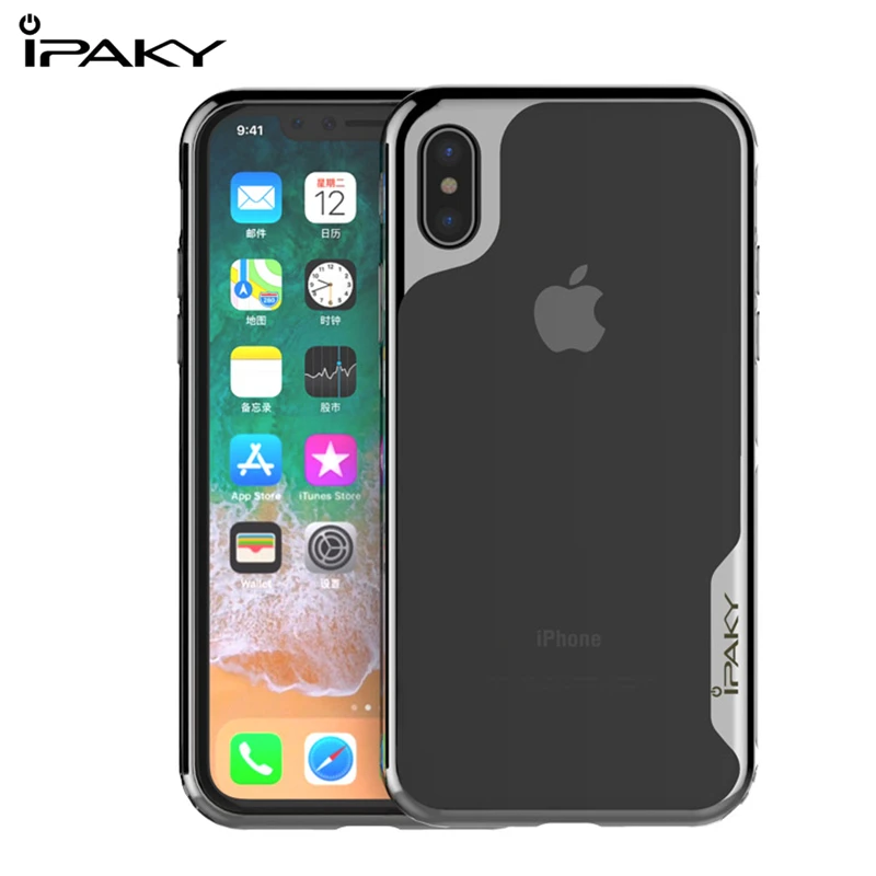 IPaky Крышка корпуса ля iPhone X Мягкий ТПУ Силикон + PC покрытие бампер крышка для чехол