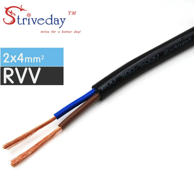 

1/5/20 meters Black RVV-2*4mm Square Soft Sheathed Cable Control Power Line Monitor power cord Copper Electronic Wire