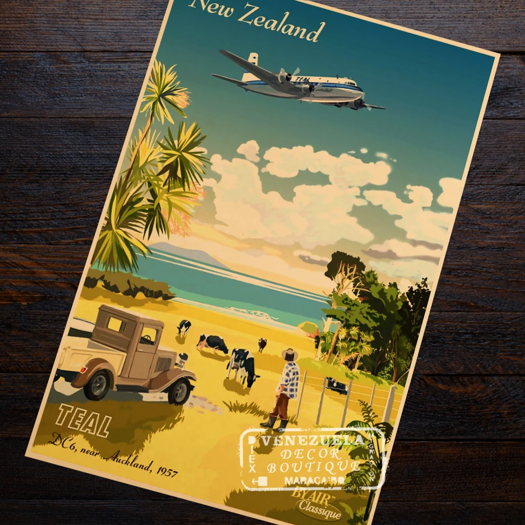 TEAL Air Classique New Zealand NZ пейзаж старинный ретро-постер из путешествия холст DIY