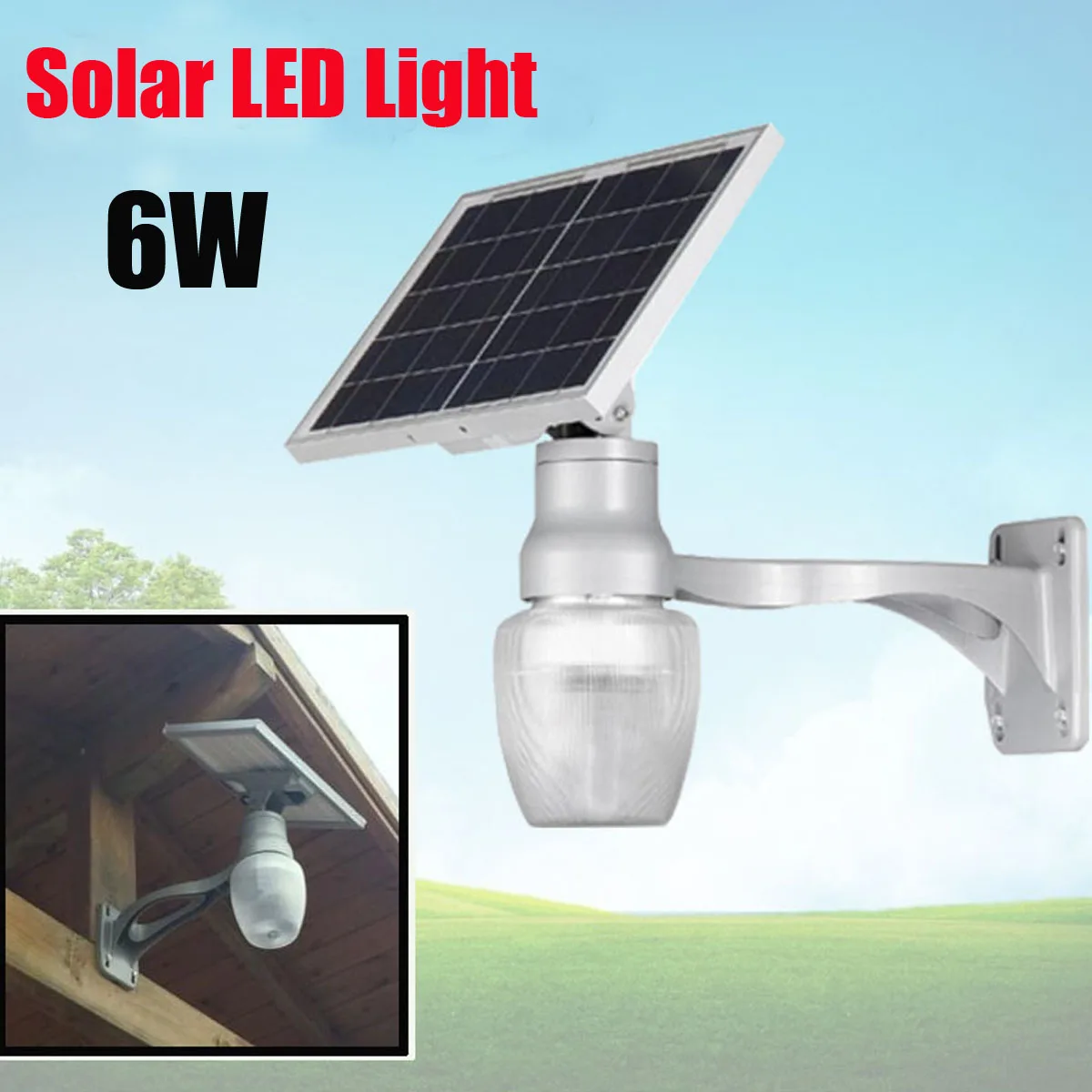 

New 6W Solar Power LED Light Panel Waterproof Better Endurances Sensor LED Security Spotlight Wall Outdoor Garden Light