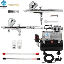 OPHIR PRO 2x Аэрограф Двойного действия, пистолет-распылитель с 110 В 220 В, комплект компрессора воздушного бака для торта, искусство_ AC090+ 004A+ 070