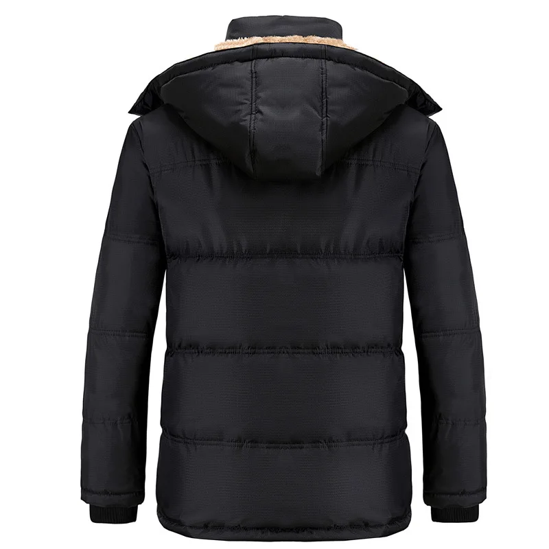 Большой размер M-5XL среднего возраста зимняя куртка для мужчин парка длинная теплая Толстая стеганая куртка мужская куртка с капюшоном для мужчин