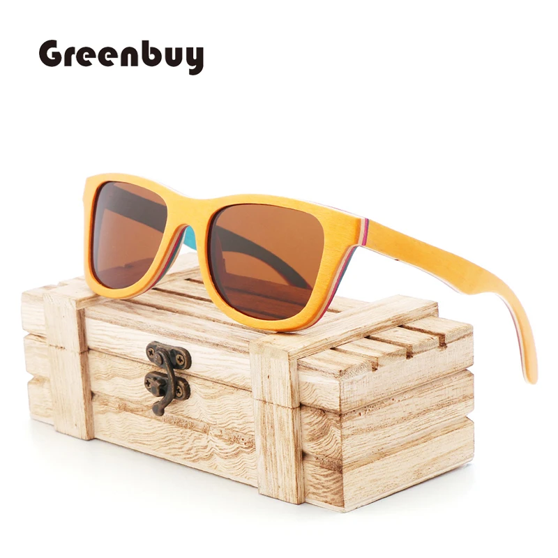 

Orange skateboard wood sunglasses polarized fashion sunglasses women UV400 Retro sunglasses oculos de sol feminino