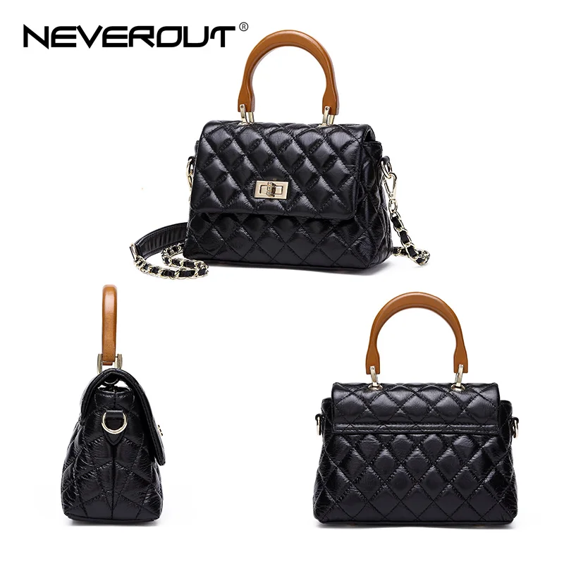 NEVEROUT Классический решетки женская сумка пояса из натуральной кожи Маленькая Tote