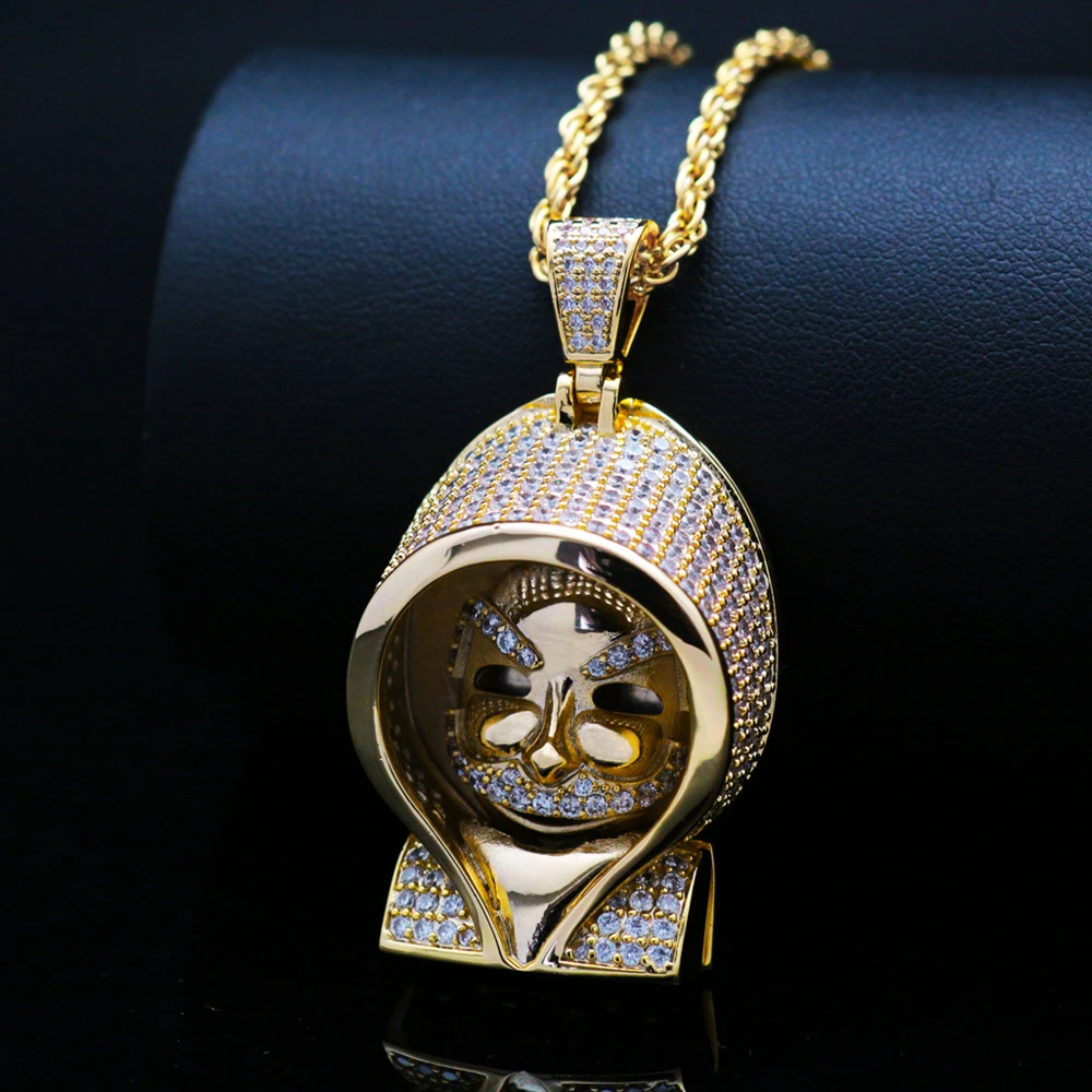 Micro Paved AAA Cubic Zirconia Iced Out Gold cloak Mario Collar para hombres Hip Hop rapero joyería Envío Directo|Collares colgantes| - AliExpress