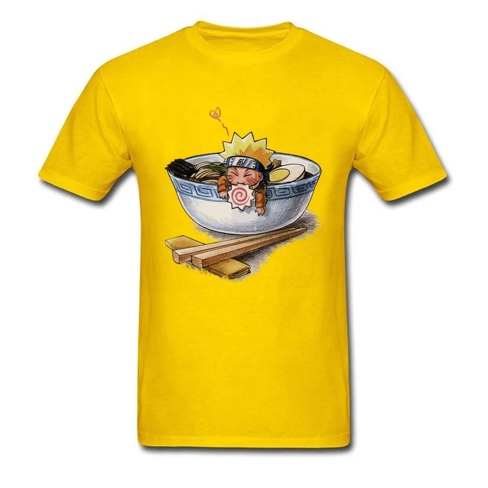 Naruto Love Ramen Tops T Shirt Prevalent Round Collar Normal Short Sleeve 100% Cotton Men T-shirts Classic Tops Shirt Naruto Love Ramen yellow