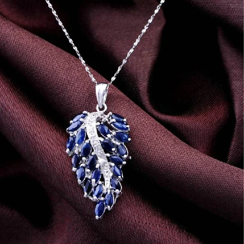 Collares Collier Qi xuan_темно-синий камень цветок кулон шейный_ настоящий шейный_ Качество прямые ed_производитель прямые продажи