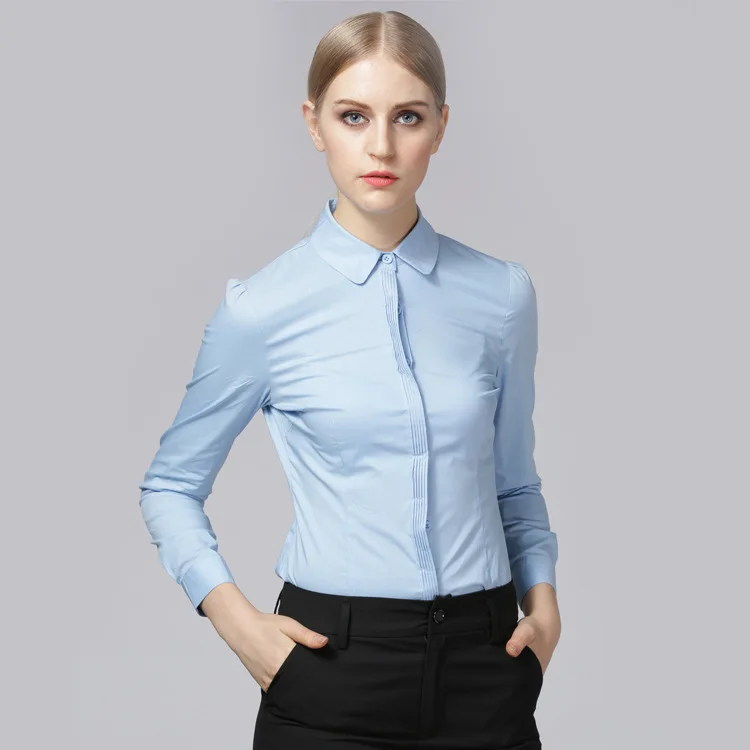 2020 Spring Summer Elegant Sexy OL Body Conjoined Shirts Women Slim Full Sleeves Pleat Business Attire Office Lady Shirt Blouses - 33003813478
