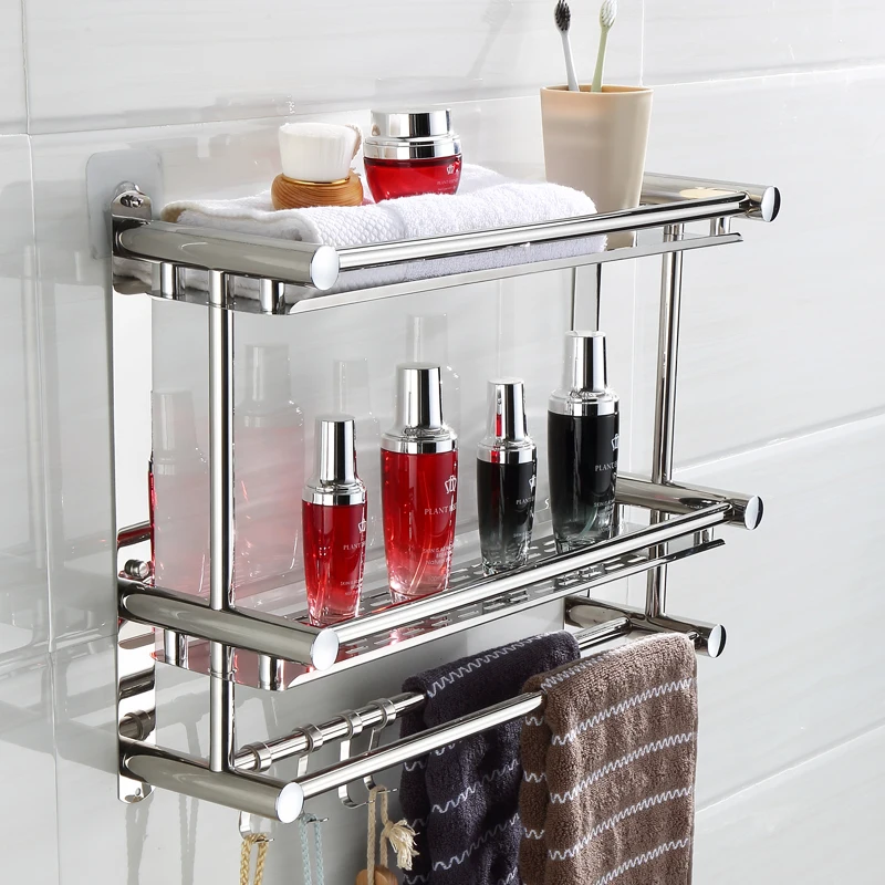 Toilet towel rack stainless steel no punching bathroom rack 2 layers 3 story wall hanging three