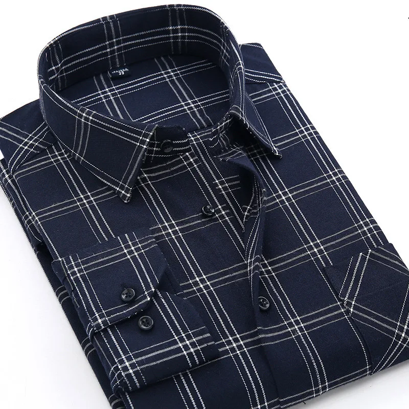 الرجال منقوشة قميص 2018 جديد الخريف الشتاء الفانيلا عارضة قميص الرجال قمصان طويلة الأكمام قميص أوم القطن الذكور تحقق قمصان