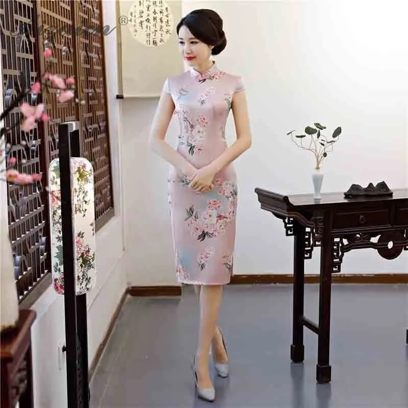 De Cheongsam imitar seda настоящие Rosa largo vestidos Qi Pao las mujeres vestido chino QiPao восточные винтажные vestido de Traje de